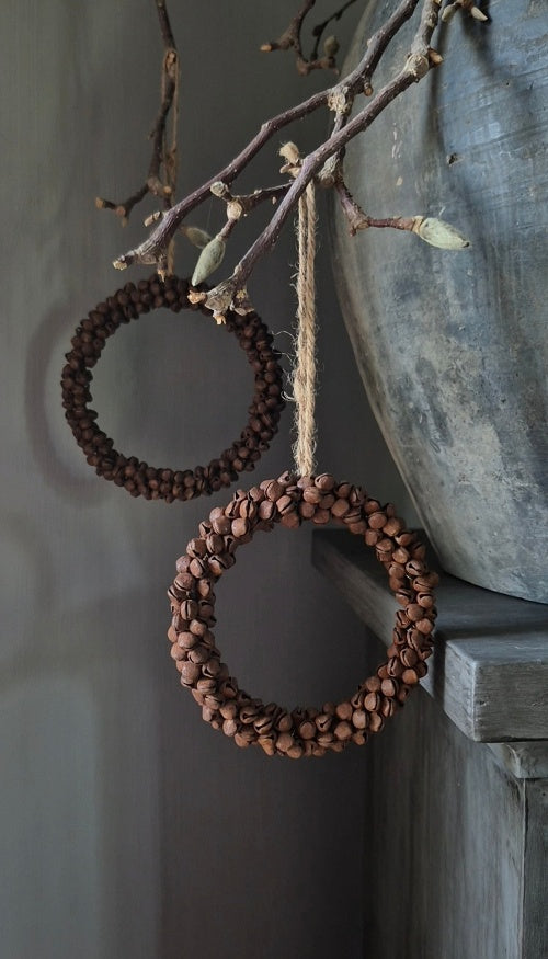 Roestige belletjes krans - 11 cm
