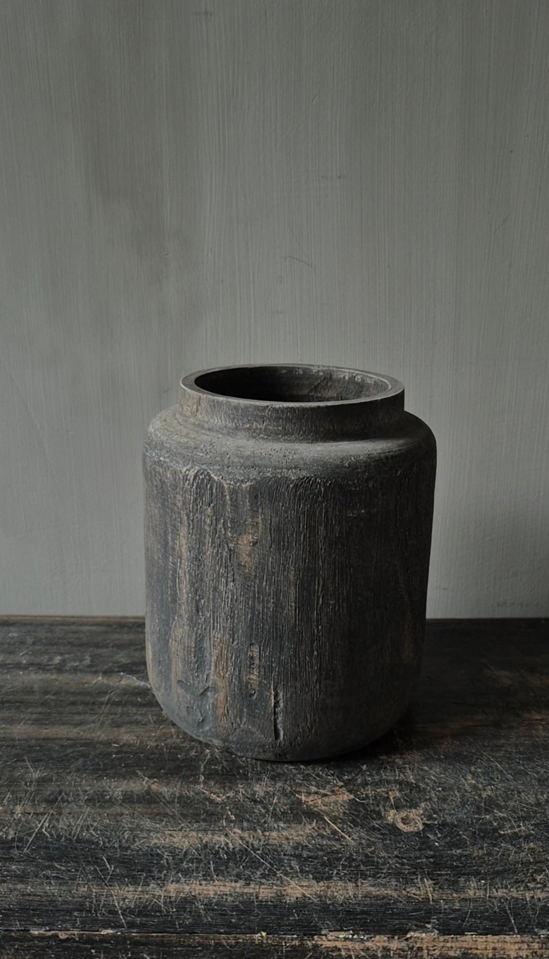 Houten pot vaas bruin 15 x 18 cm