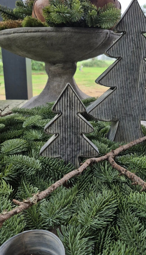 Zinken kerstboom zinkgrijs - 20 cm