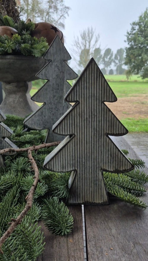 Zinken kerstboom zinkgrijs - 30 cm
