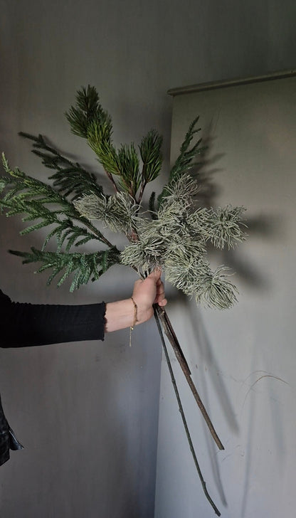 Kersttakken set groen grijs – 3 kunsttakken