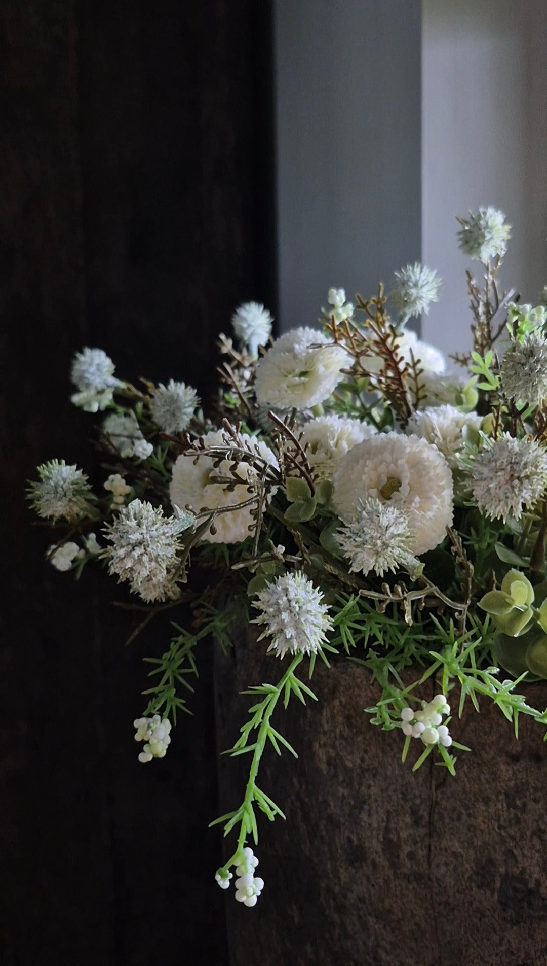 Echinops weiße Kunstblume 36 cm