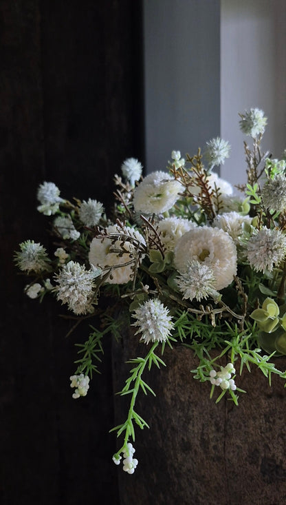 Echinops weiße Kunstblume 36 cm