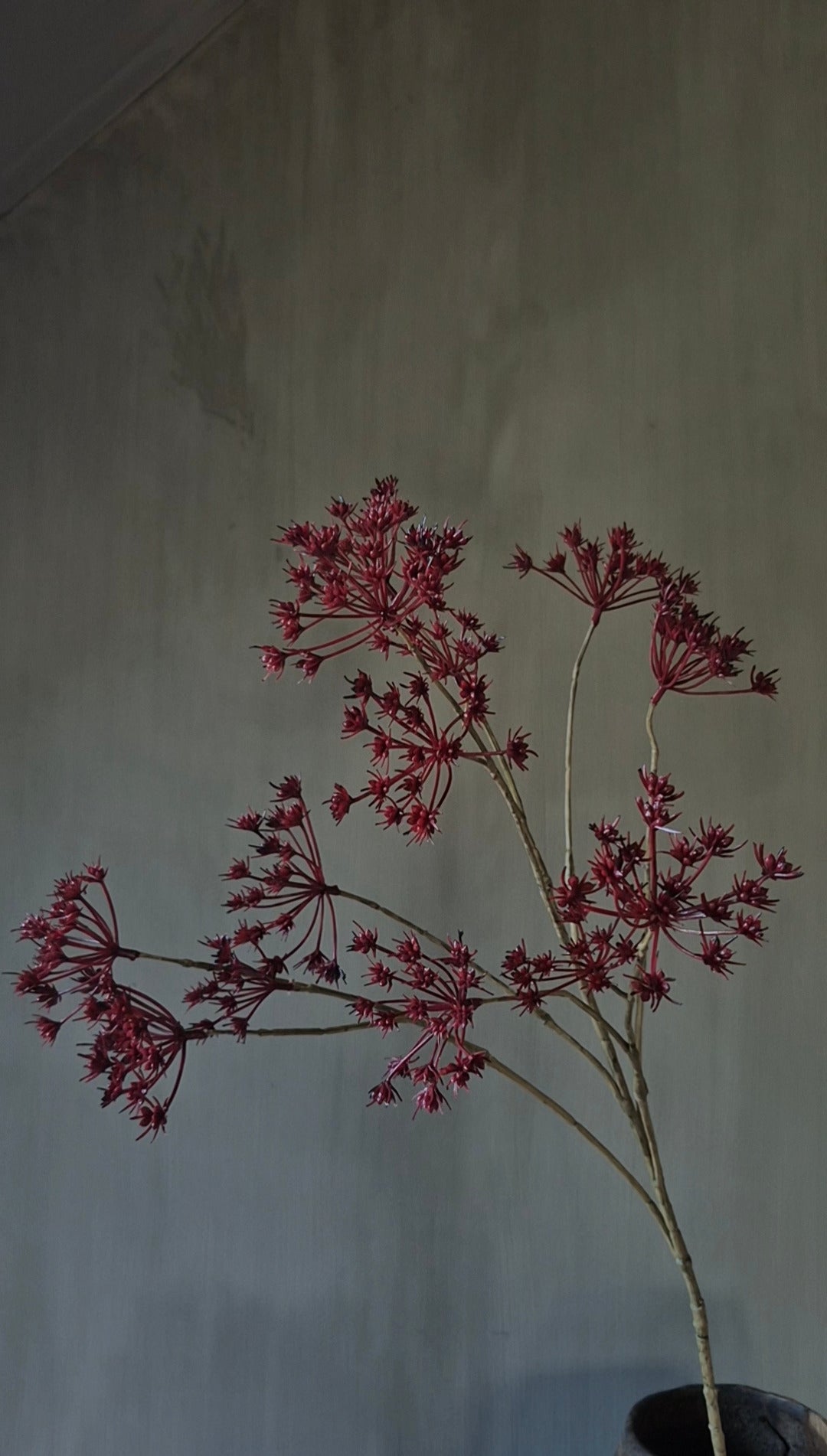 Fluitenkruid kunsttak burgundy - 90 cm