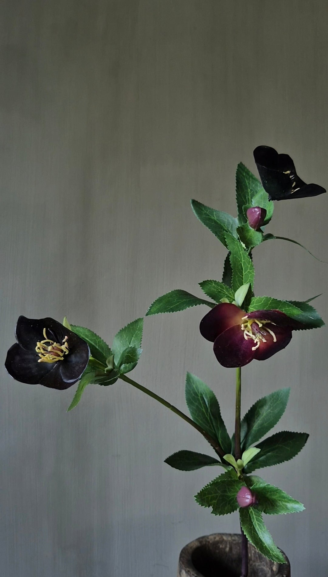 Helleborus kunstbloem bordeauxrood - 64 cm