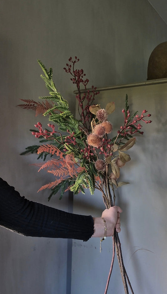 Kersttakken set groen oranje rood – 4 kunsttakken