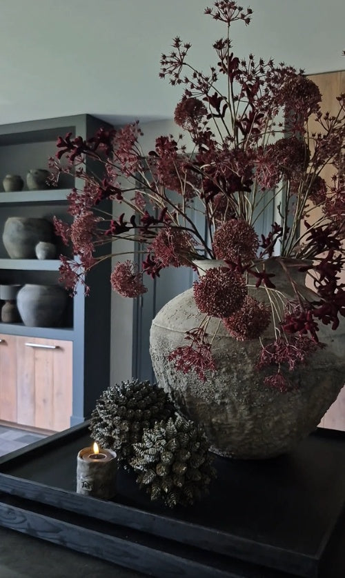 Fluitenkruid kunsttak burgundy - 90 cm