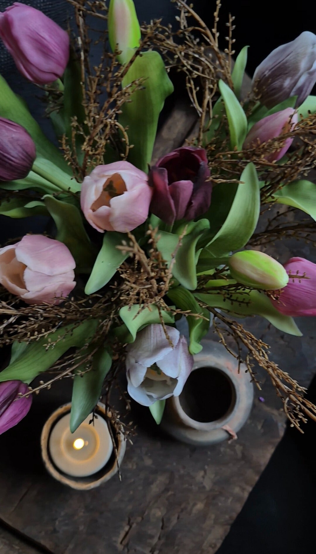 Tulpenstrauß, mauve-gemischt, 30 cm