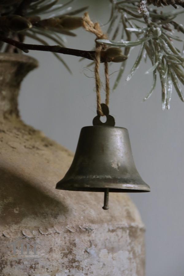 Grijs metalen kerstklok 7cm