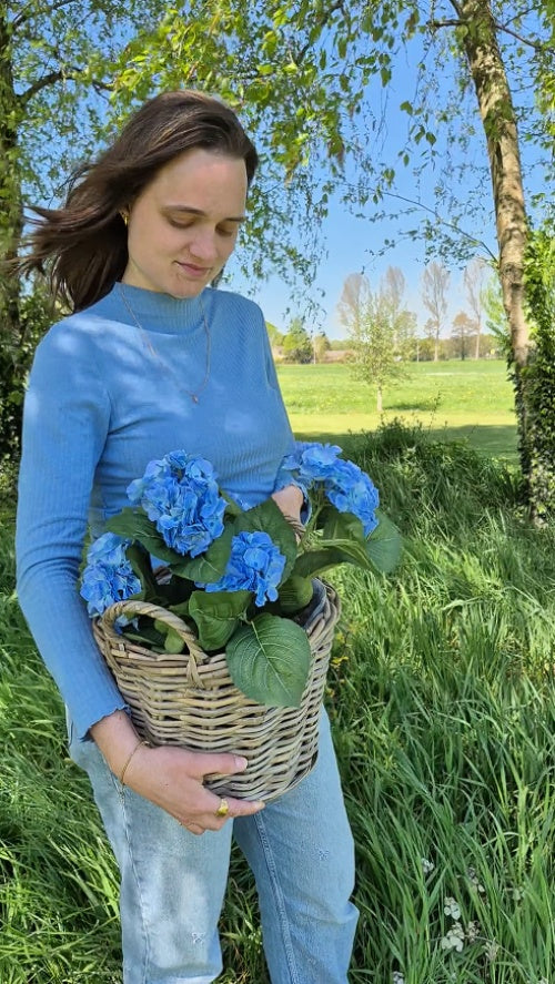 Hortensie Kunstpflanze Blau im Indoortopf 43cm