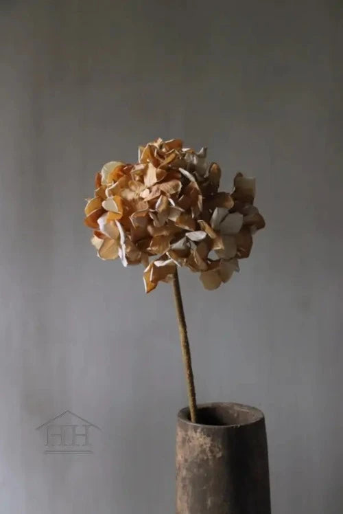 Kunst hortensia kunstbloem in bruin 61 cm