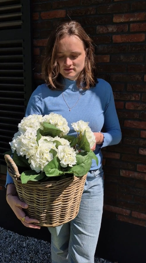 Hortensia kunstplant wit in binnenpot 43cm