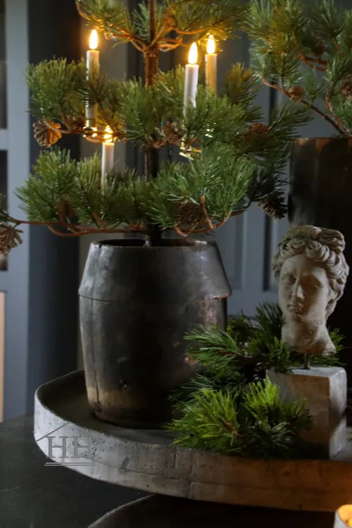 Houten pot antiek 24x21cm (02)