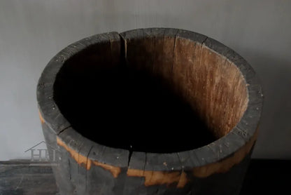 Houten pot antiek 39x28cm (01)