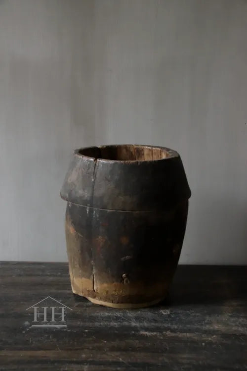 Houten pot antiek 24x21cm (02)