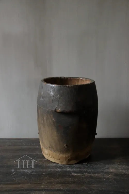 Houten pot antiek 24x21cm (02)