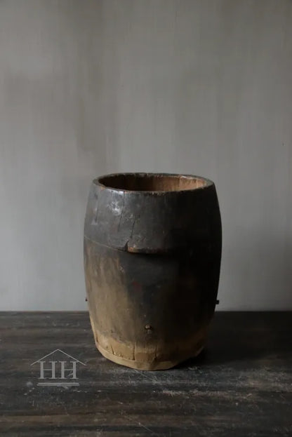 Houten pot antiek 24x21cm (02)