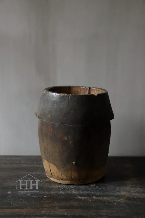 Houten pot antiek 24x21cm (02)