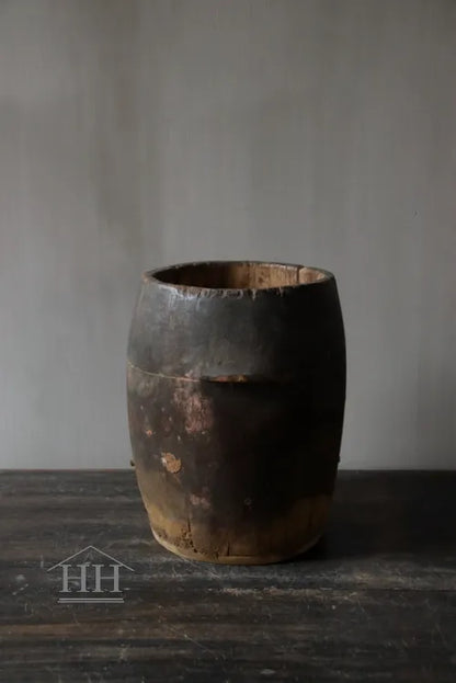 Houten pot antiek 24x21cm (02)
