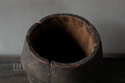 Houten pot antiek 24x21cm (02)