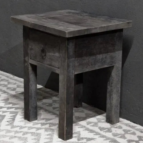 Houten nachtkastje lando old teak met één lade op 4 pootjes