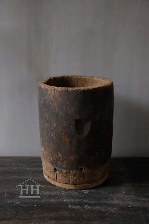 Houten pot antiek 19,5x27cm (05)