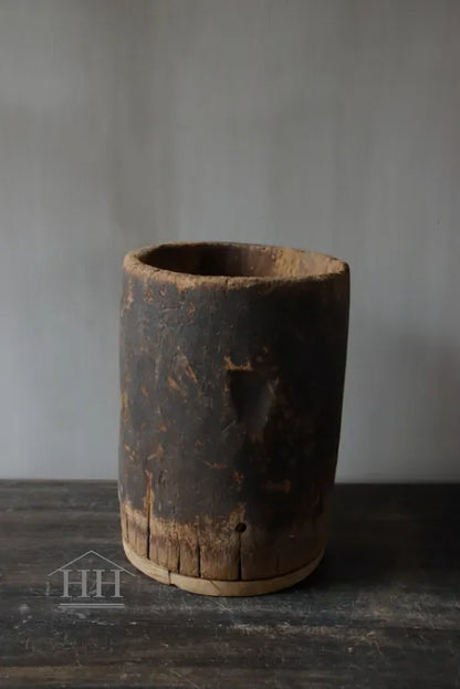 Houten pot antiek 19,5x27cm (05)