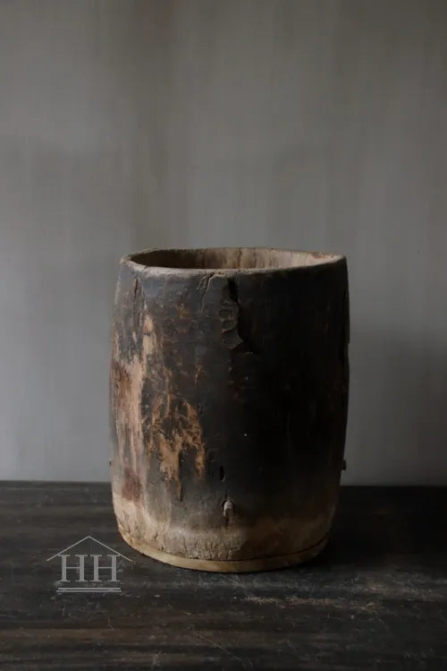 Houten pot antiek 22x28cm (03)