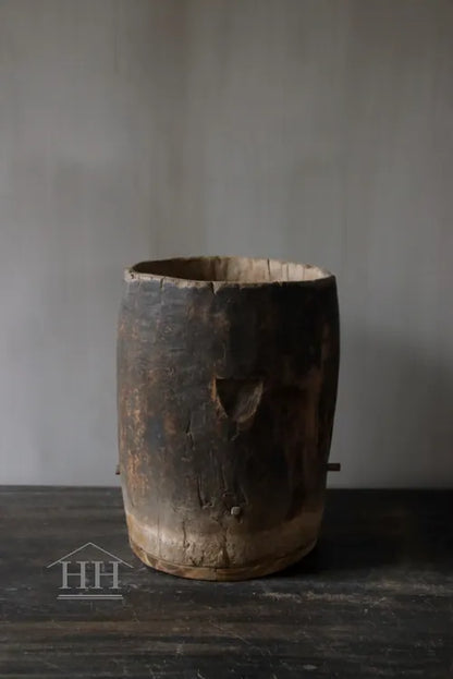 Houten pot antiek 22x28cm (03)