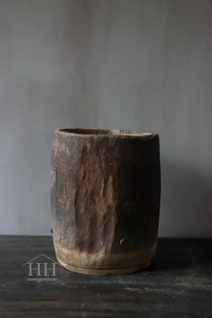 Houten pot antiek 22x28cm (03)