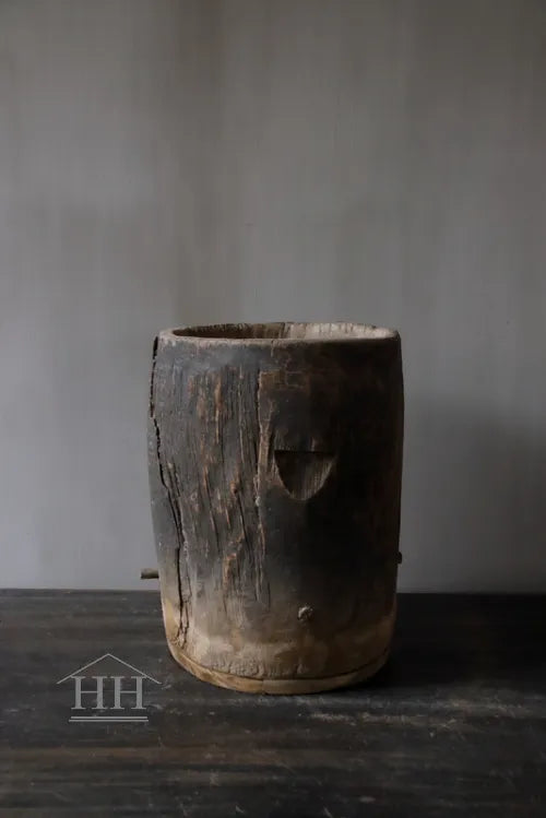 Houten pot antiek 22x28cm (03)