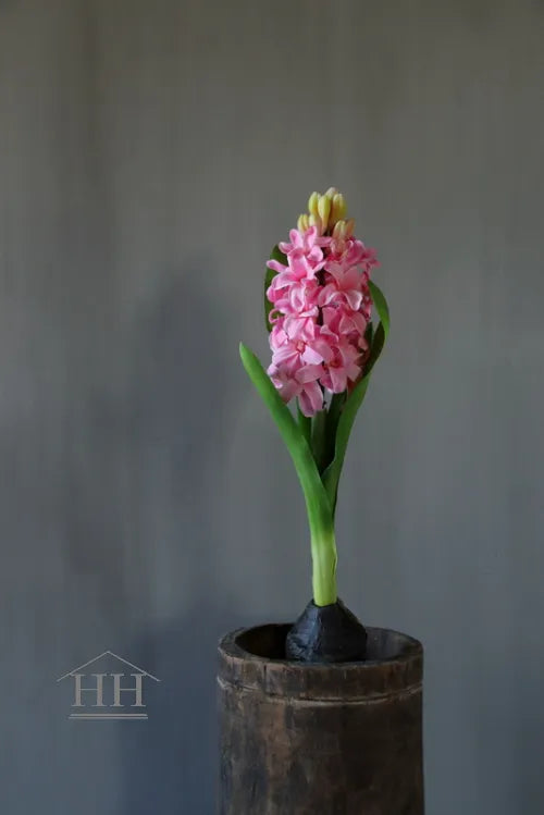 Kunst hyacint op bol roze 30cm