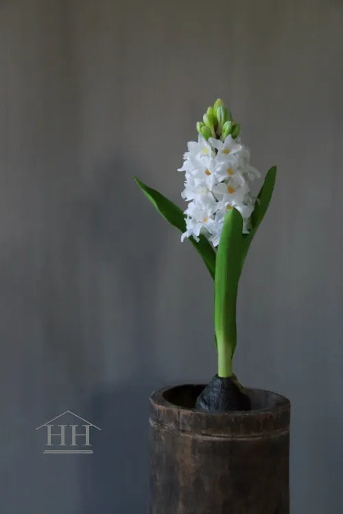 Kunst hyacint op bol wit 30cm