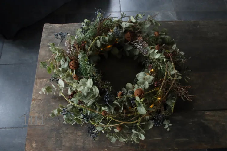 Christmas wreath of artificial branches | eucalyptus | pine | branches with berries and much more