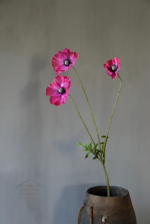 Künstlicher Mohn dunkelrosa - 79 cm