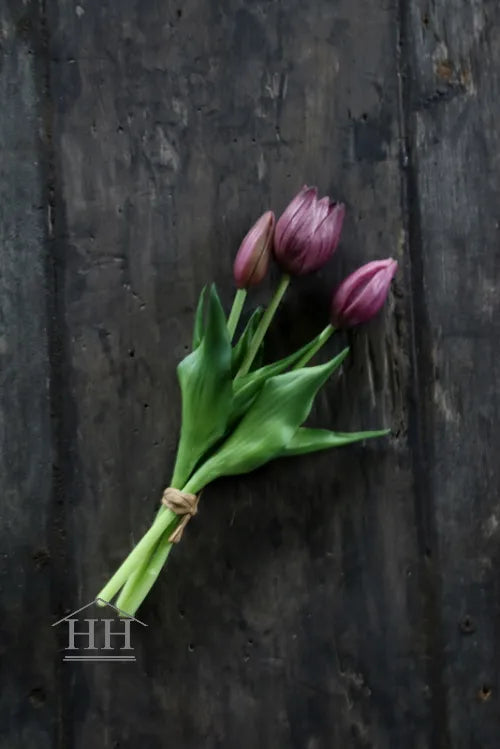 Korte kunst tulpen mauve- 25cm - 3 stelen