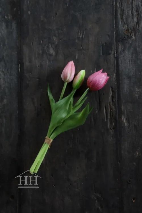 Korte kunst tulpen roze mix - 25cm - 3 stelen