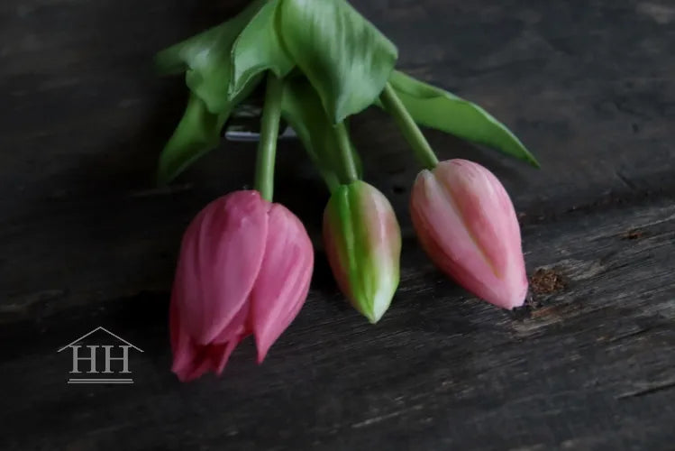Korte kunst tulpen roze mix - 25cm - 3 stelen