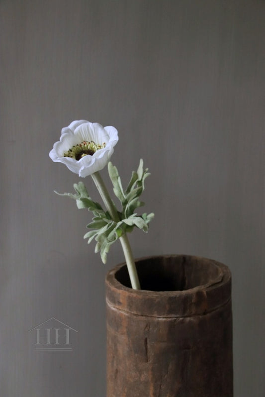 Kunstbloem anemoon met een witte bloem van zijde