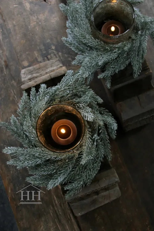 Kunst dennenslinger met ijs 110cm