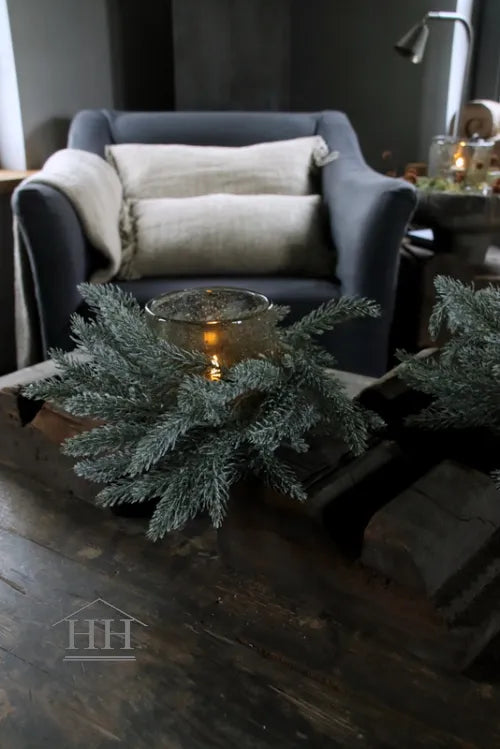 Kunst dennenslinger met ijs 110cm