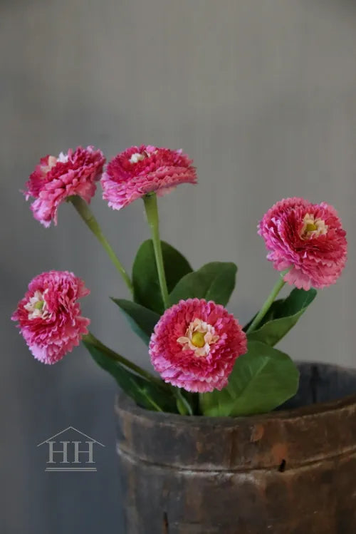 Madeliefje kunstbloem roze - 24 cm