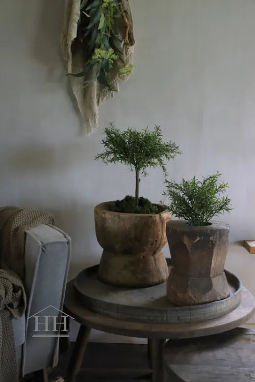 Artificial rosemary tree on trunk