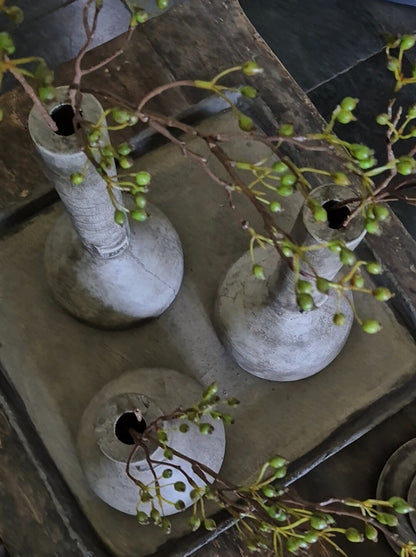 Kunst rozenbottel in betonnen vaas