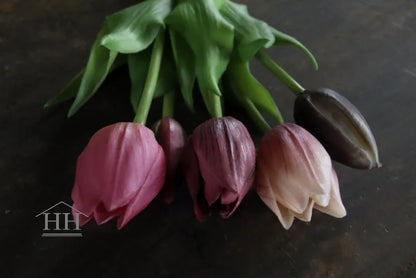 Short artificial tulips mauve mix - 25 cm