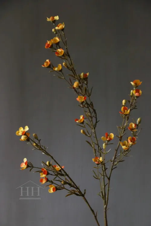 Wachsblume Kunstblume dunkelgelb - orange - 78cm