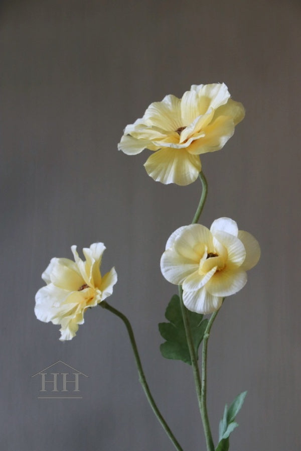 Kunstbloem ranunculus butterfly zacht geel | Nepbloem