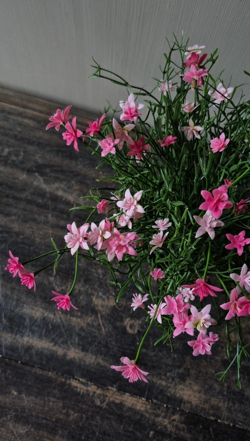 Roze sterbloem kunstplant in pot 25 cm