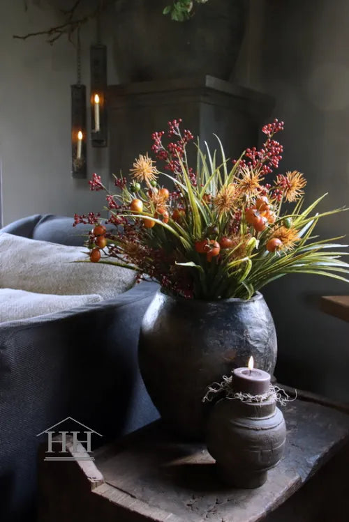 Kunstblumenstrauß aus Gras, orangefarben - gebunden