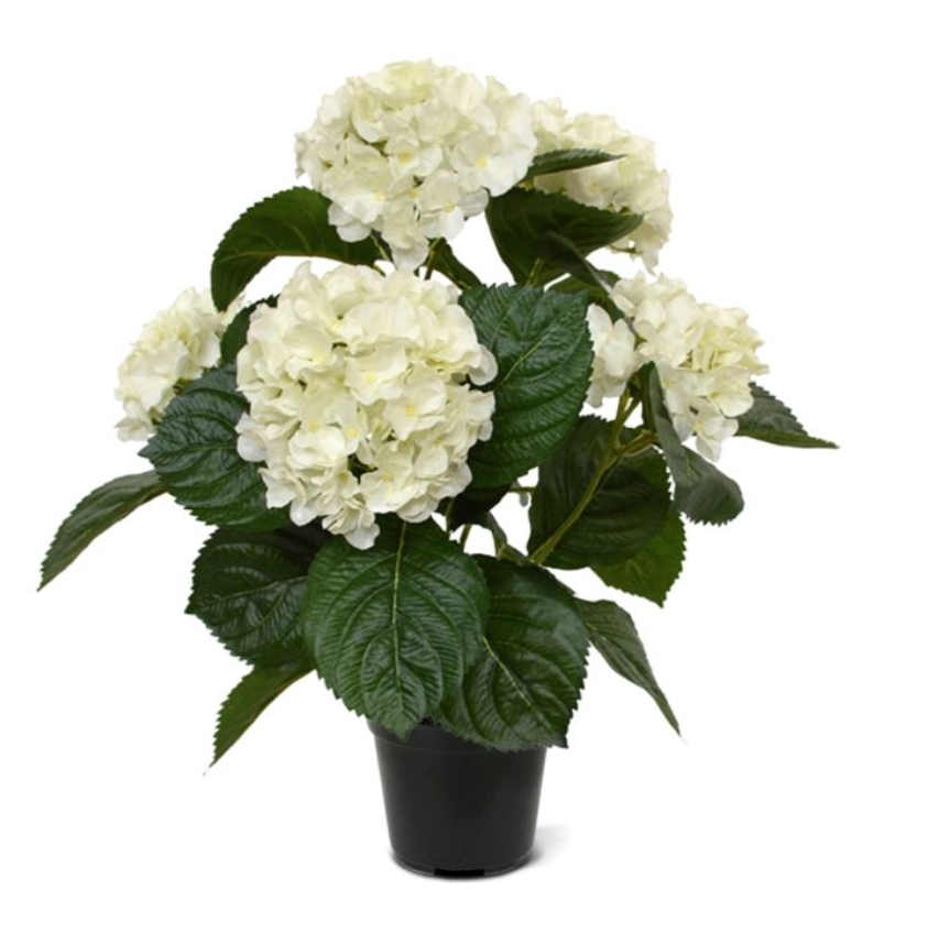 Kunstplant hortensia in kunststof pot